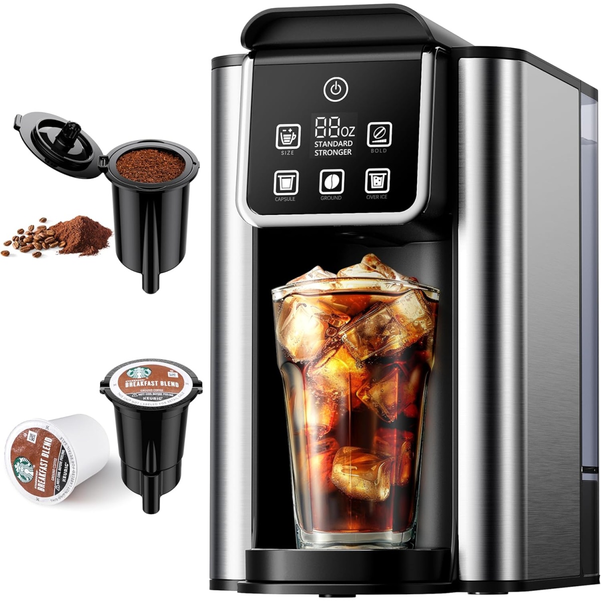 KIDISLE Cold Brew Coffee Maker, 1500ML/51Oz Iced Coffee Maker with 3 Brew Strength Setting, Keep Coffee Fresh Up to 2 Weeks, Removable Filter & Reusable, Easy to Clean Glass Coffee Maker, Black